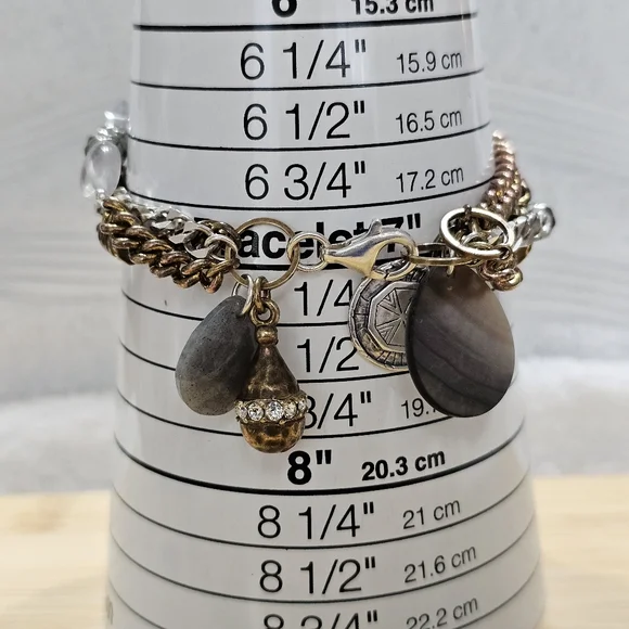 Silpada 925 Silver and Brass Gemstone and Glass Bead Bracelet - Picture 13 of 15